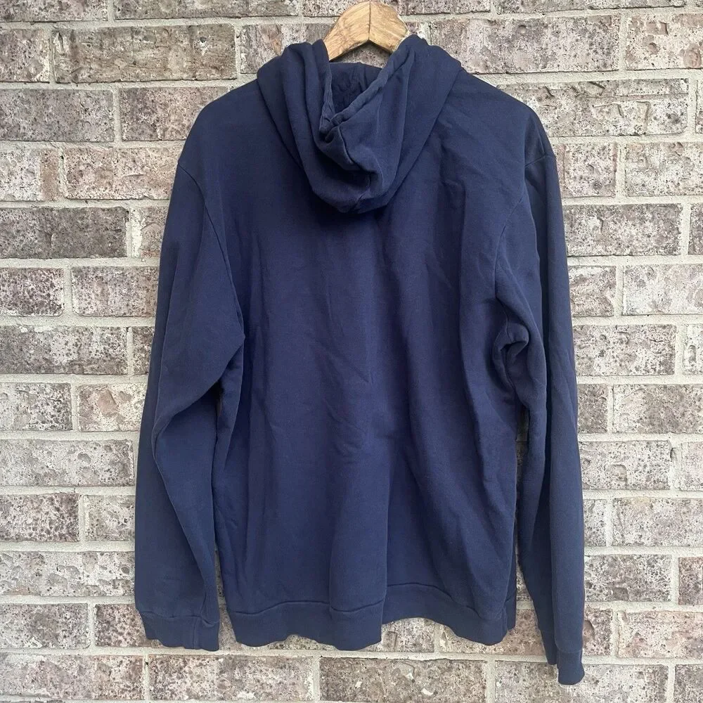 Adidas Mens Fleece Hoodie Navy Blue Extra Large Embroidered Performance Logo